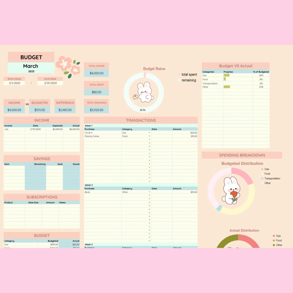 beginner-friendly budgeting sheet