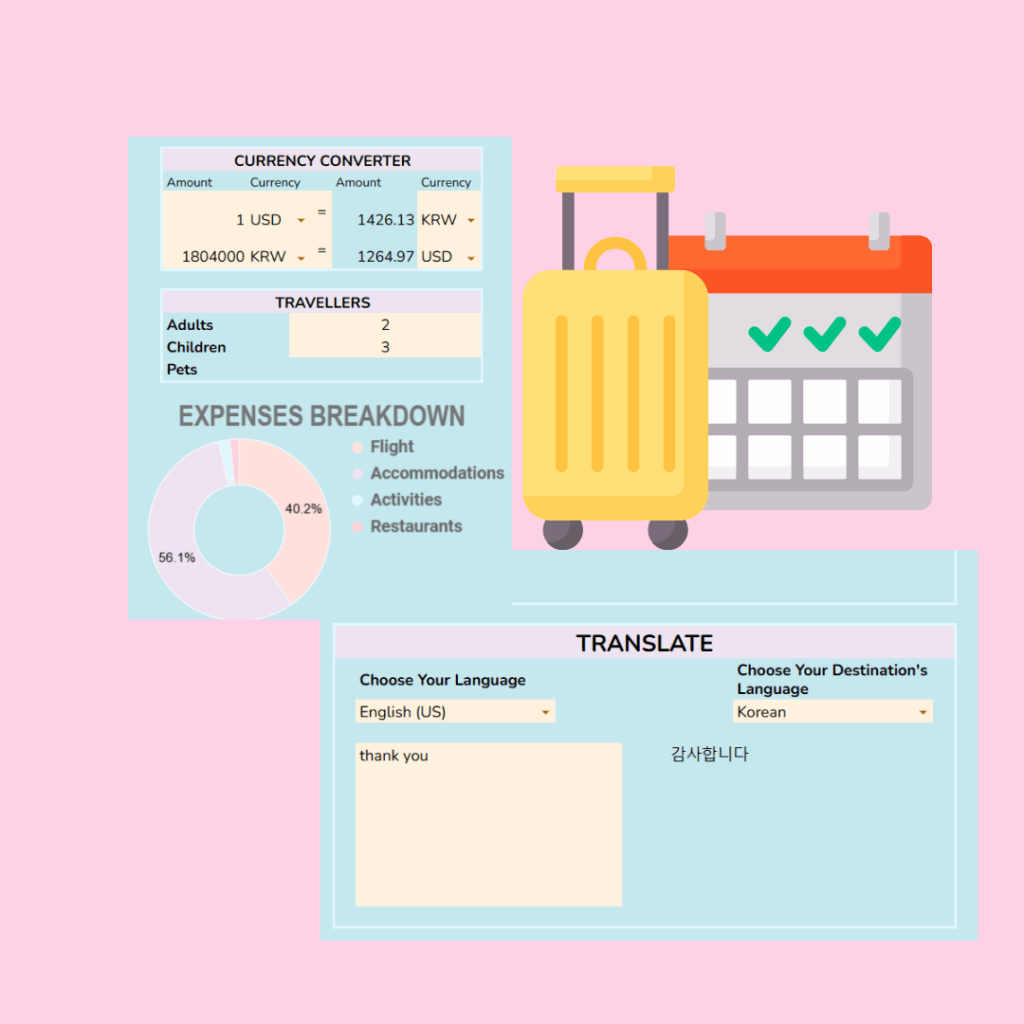 vacation planning spreadsheet google sheet